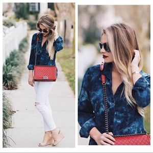 Bella Dahl Blue Tie-Dye Blouse